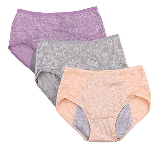 YOYI FASHION Women Menstrual Period Briefs Jacquard Easy Clean Panties ...