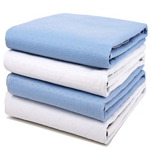 4 Pack Bed Pads for Incontinence Washable 34″ x 36″,Waterproof Bed Pads ...